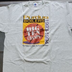 Russell Athletic Light Gray Tee with Yellow, Purple and Orange Graphic